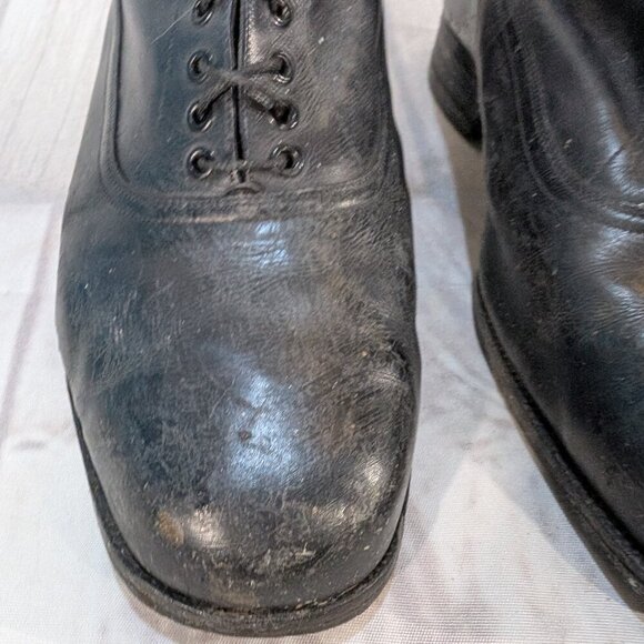 Vintage Black Leather Lace-Up Ankle Boots US Size 8.5/9 - Picture 2 of 12